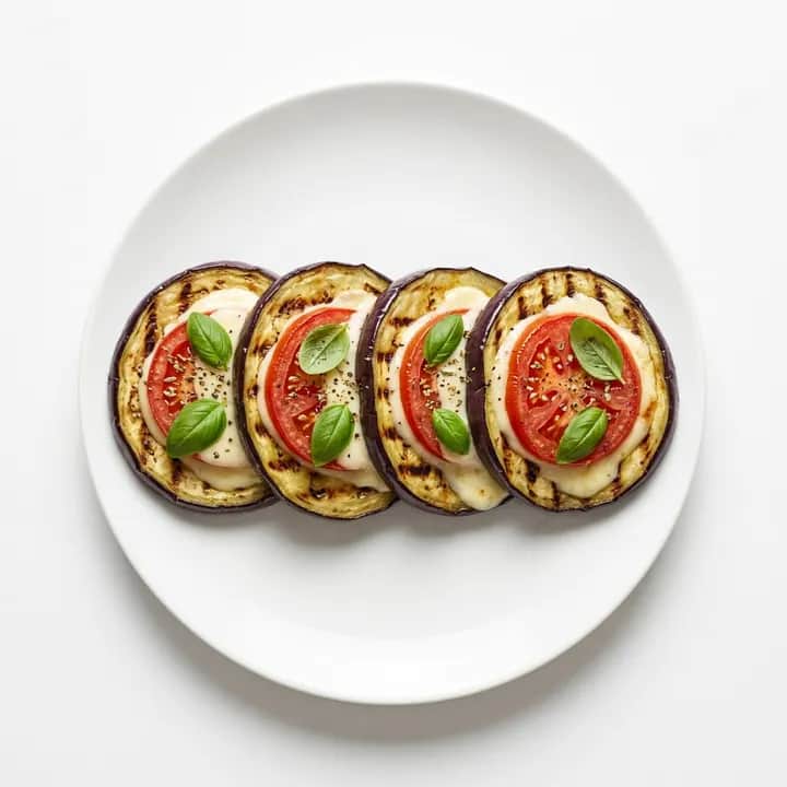 Berenjena a la plancha con tomate y mozzarella