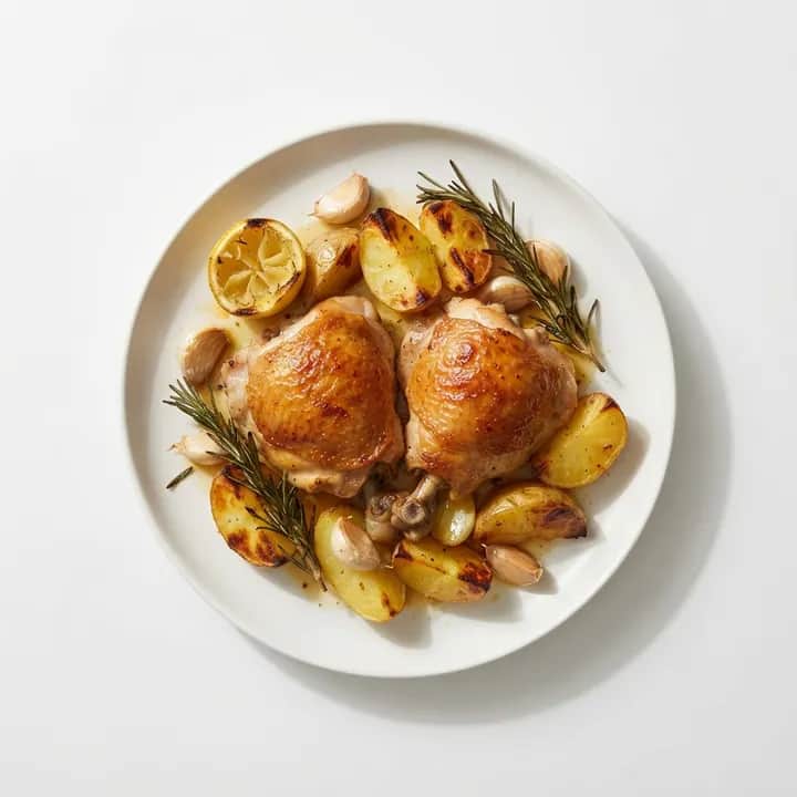Pollo al horno con limón y romero