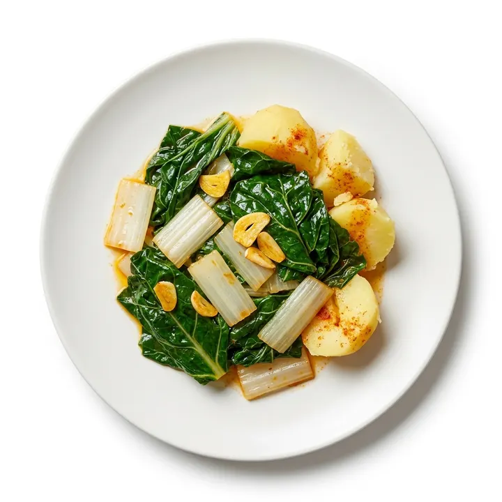Acelgas rehogadas con patatas y ajo de la abuela