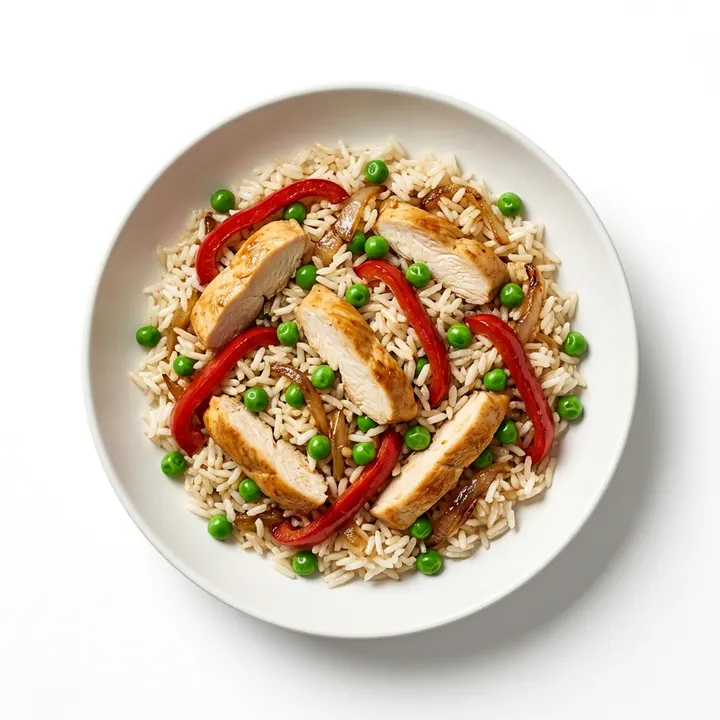 Arroz salteado con pechuga y verduras