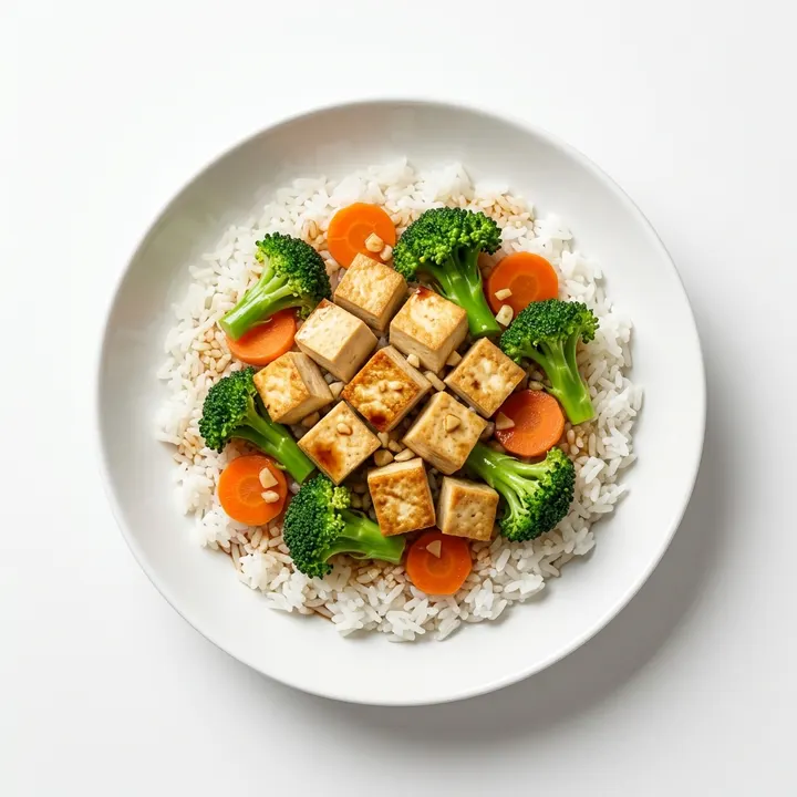 Arroz con verduras y tofu