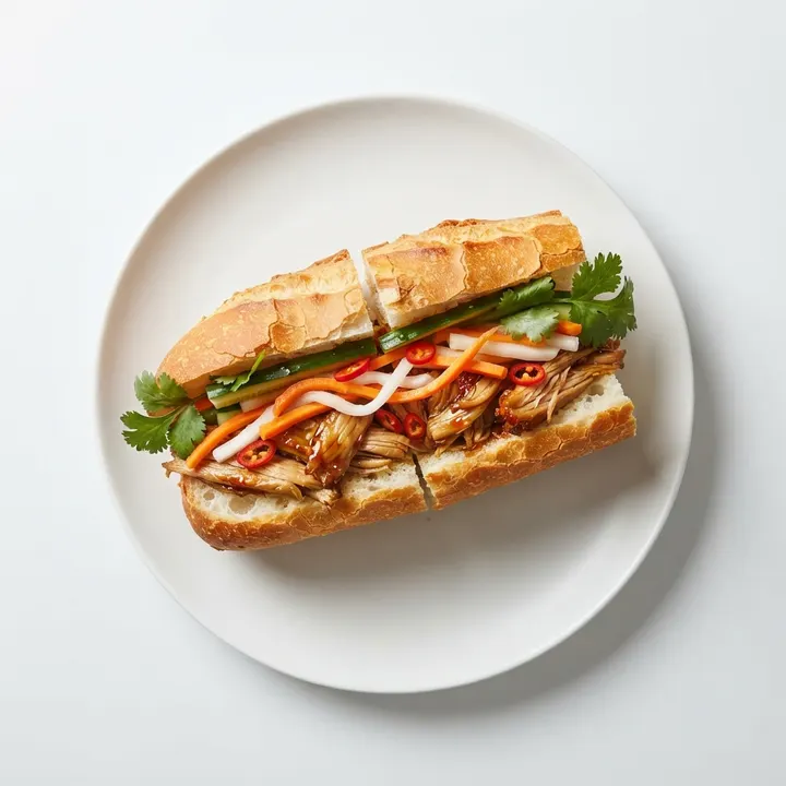 Banh mi de cerdo desmechado