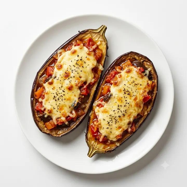 Berenjenas rellenas de verduras y queso