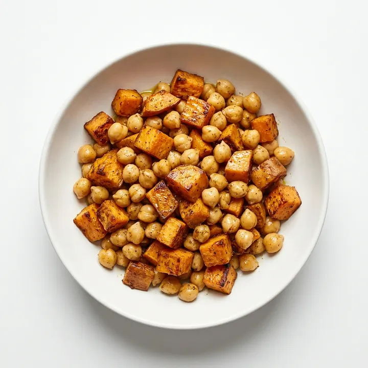 Boniato salteado con garbanzos y comino