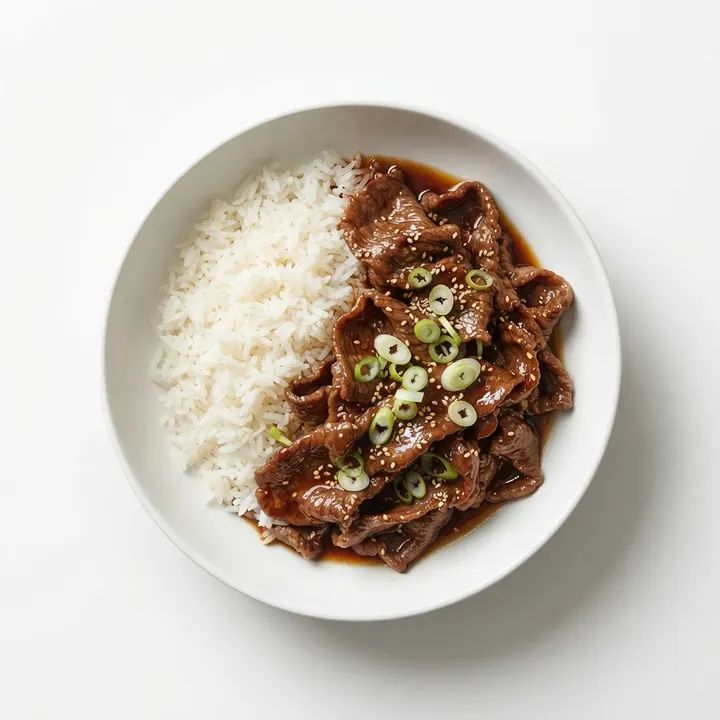 Bulgogi de ternera con arroz