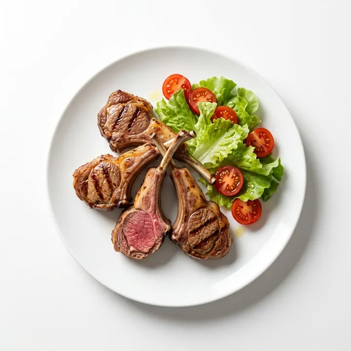 Chuletas de cordero a la plancha con ensalada
