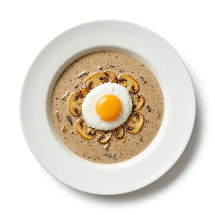 Crema de setas con huevo escalfado