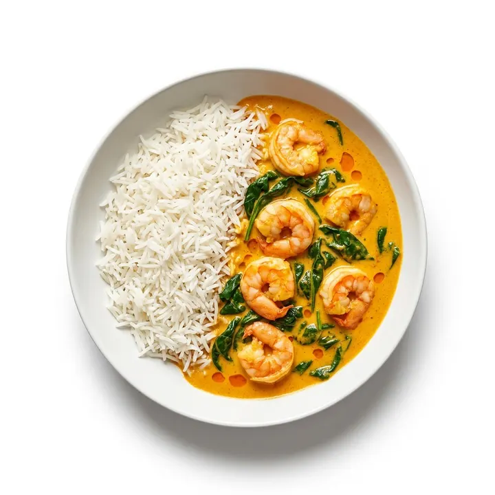 Curry de gambas con leche de coco