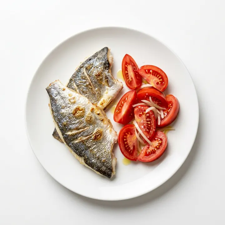 Dorada a la plancha con ensalada de tomate
