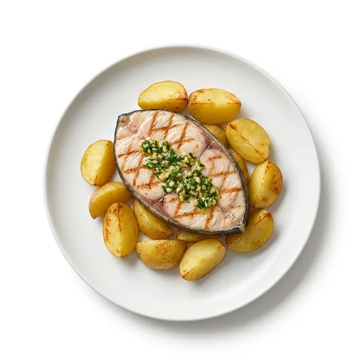 Emperador a la plancha con patatas
