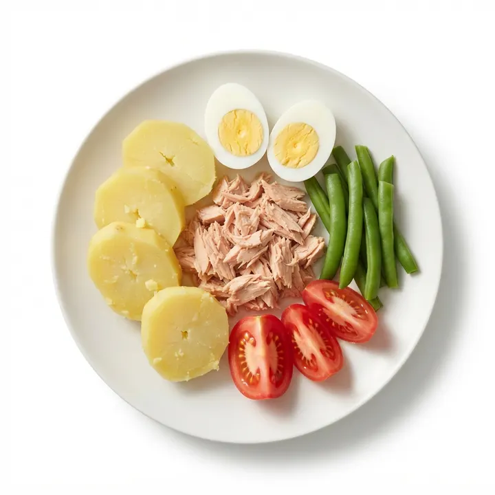 Ensalada de atún, huevo y patata