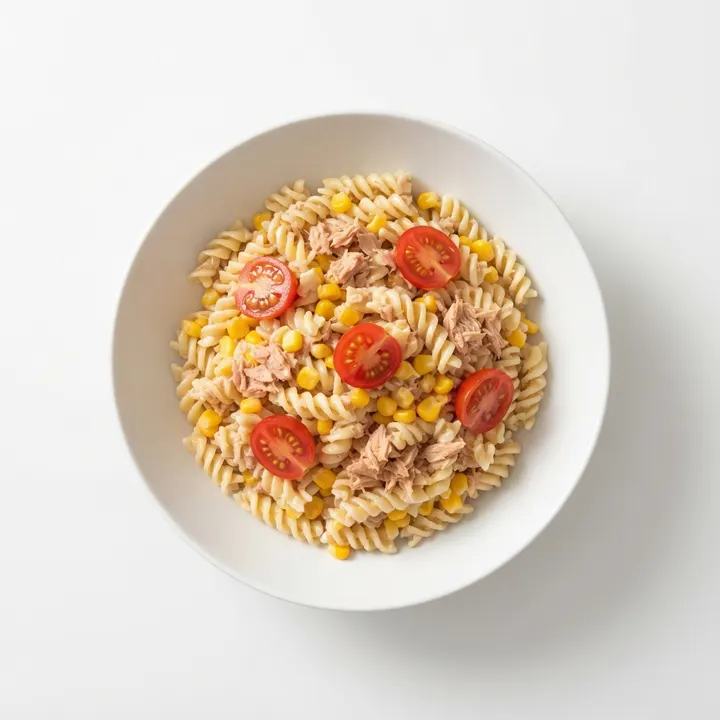 Ensalada de pasta con atún y maíz