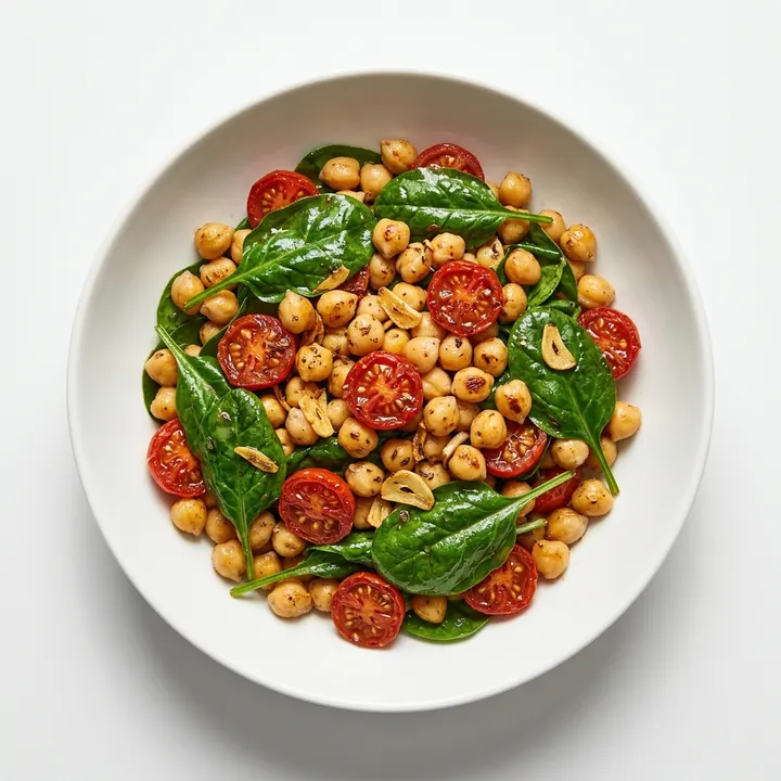 Ensalada templada de garbanzos y espinacas