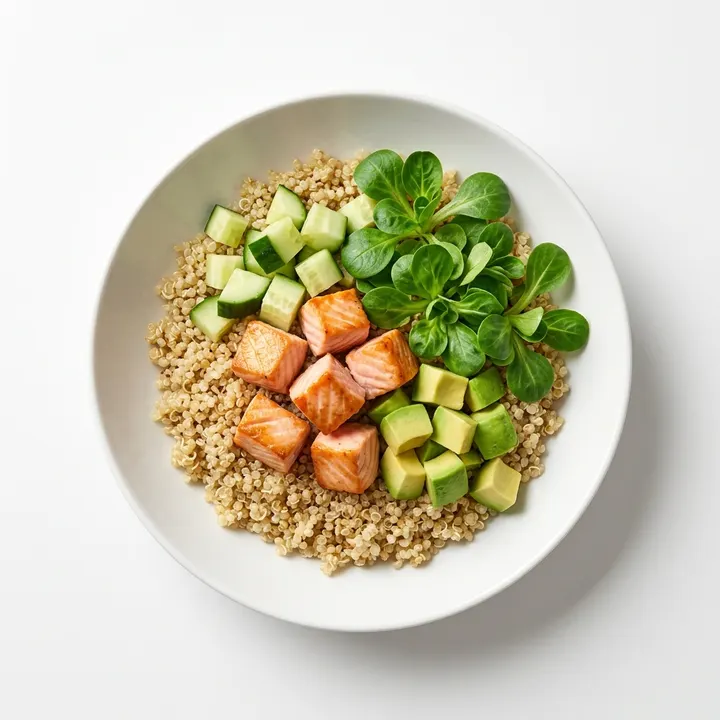 Ensalada templada de quinoa con salmón