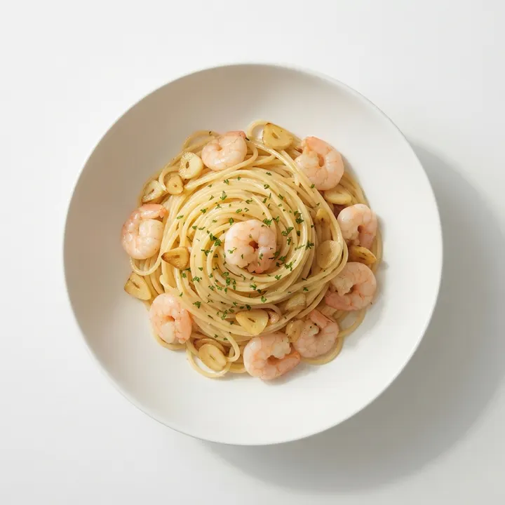 Espaguetis con gambas y ajo