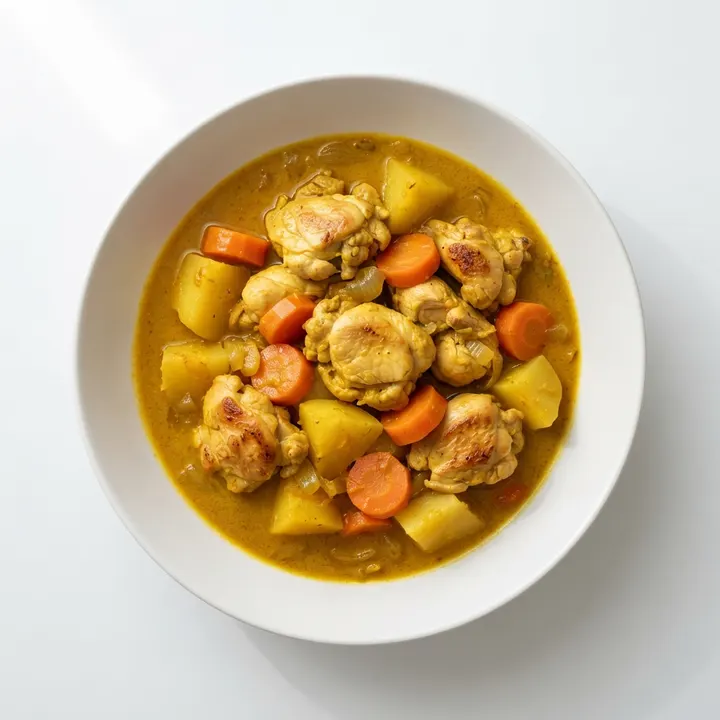 Estofado de pollo con leche de coco y cúrcuma