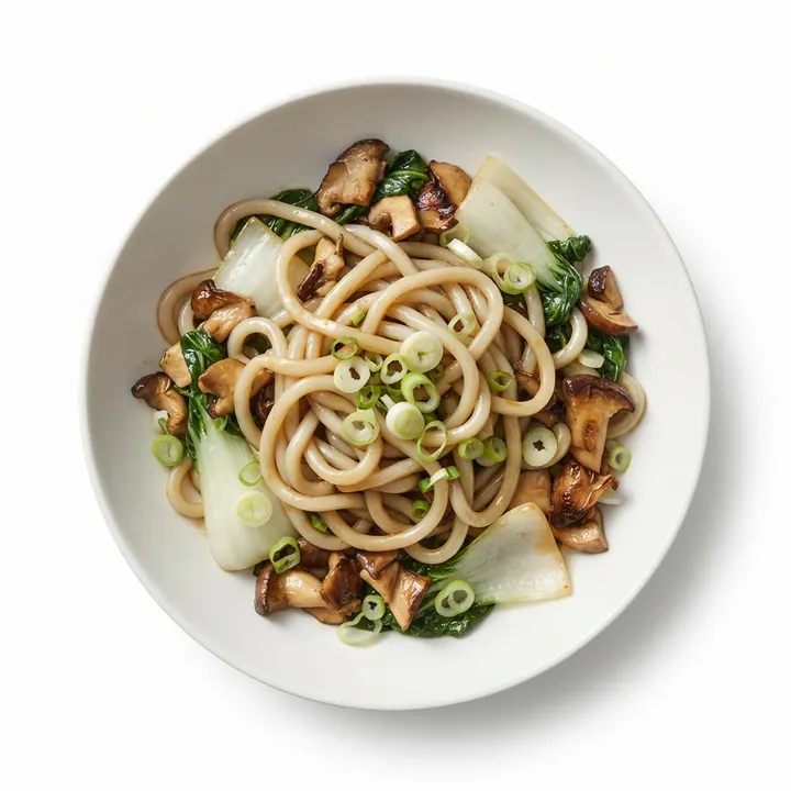 Fideos udon salteados con setas