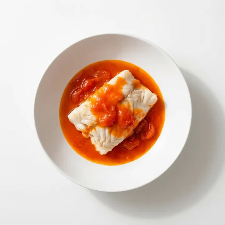 Filete de merluza con salsa de tomate rápida