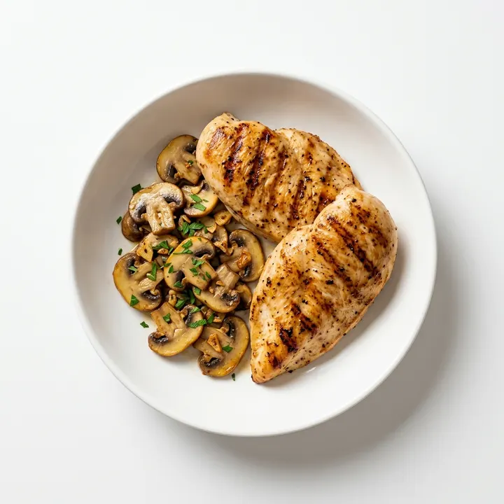 Filete de pollo a la plancha con champiñones