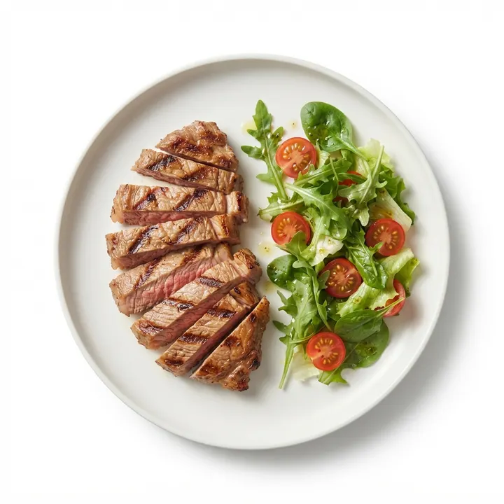 Filete de ternera a la plancha con ensalada verde
