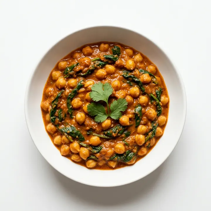 Garbanzos tikka masala con espinacas