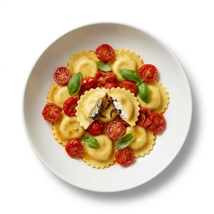 Girasoles de queso de cabra con tomates cherry