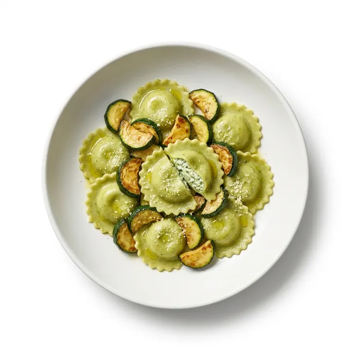 Girasoles de pesto con calabacín salteado
