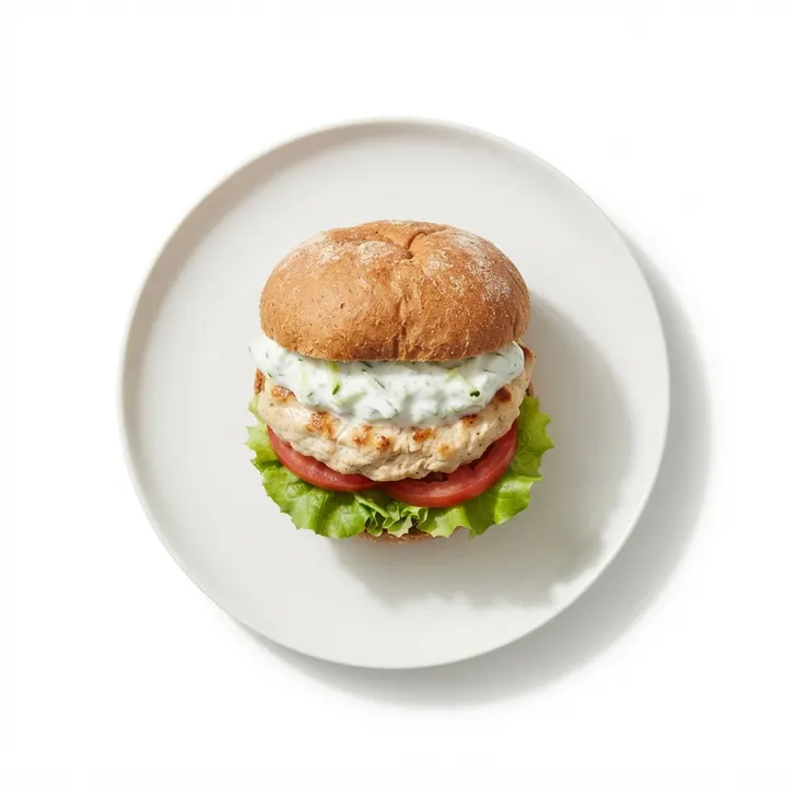 Hamburguesa de pavo con salsa de yogur