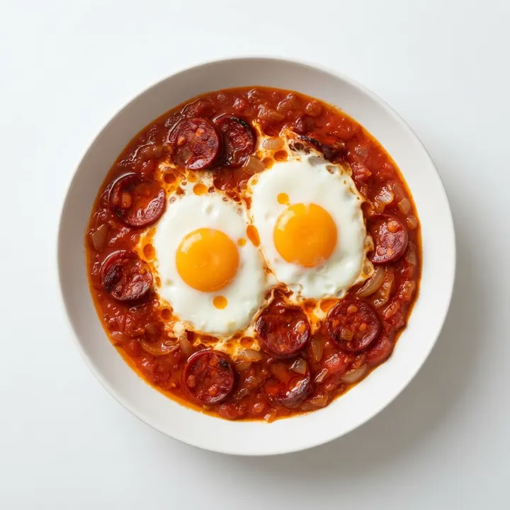 Huevos al plato con chorizo