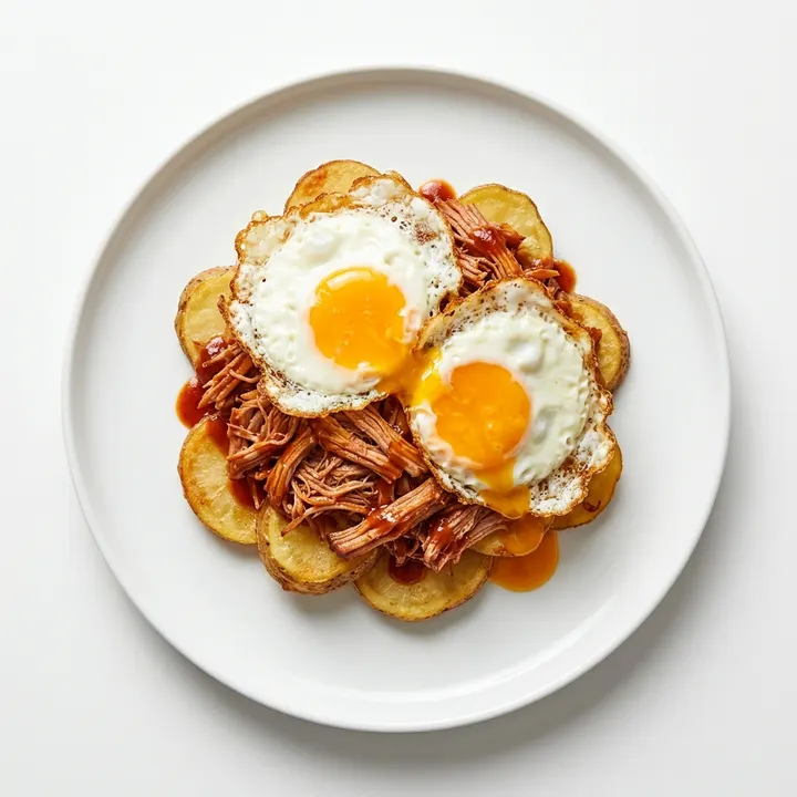 Huevos rotos con pulled pork