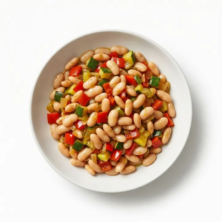Judías blancas con verduras salteadas