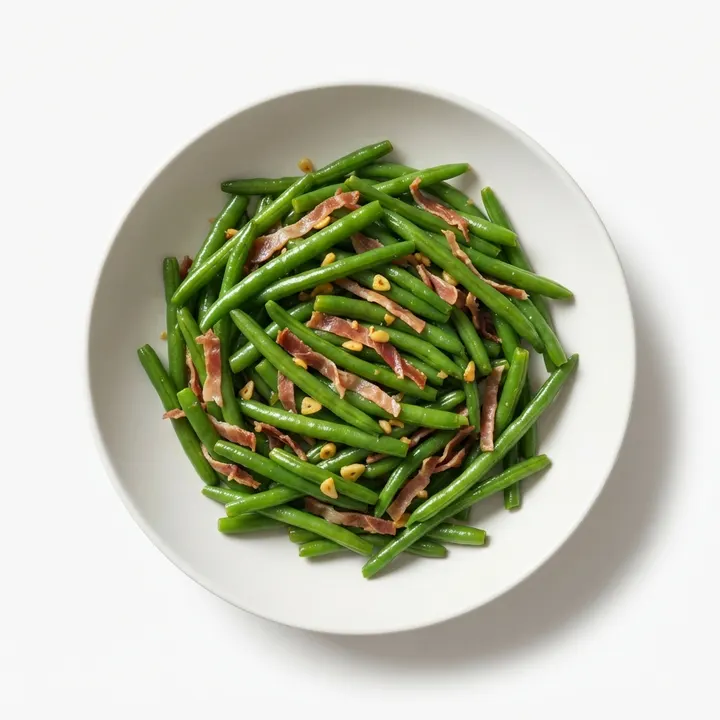 Judías verdes salteadas con jamón