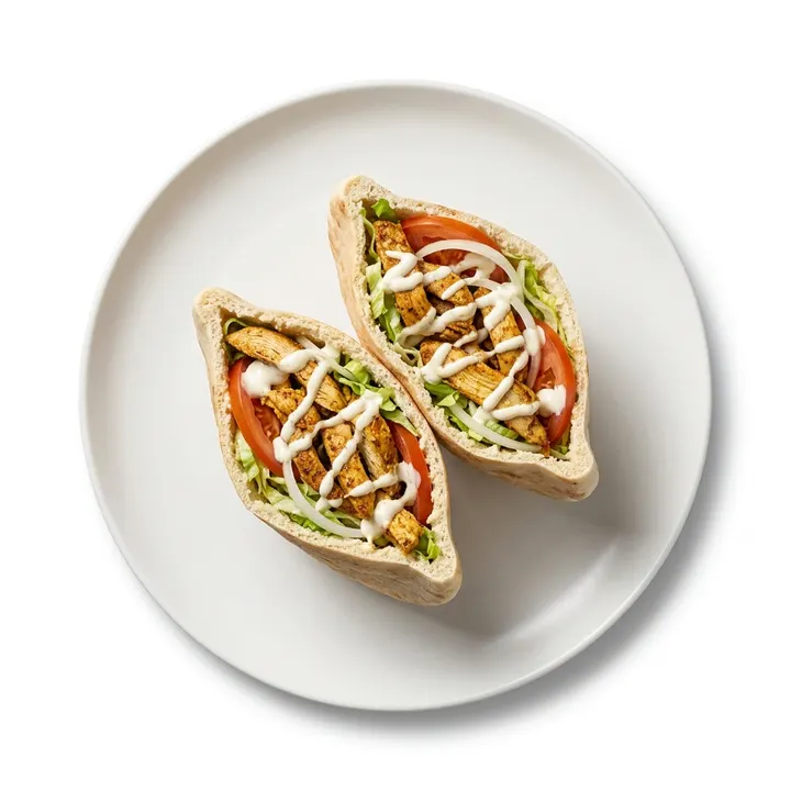 Kebab de pollo en pan de pita con alioli