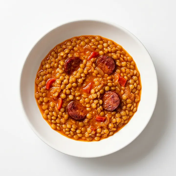 Lentejas guisadas con chorizo exprés