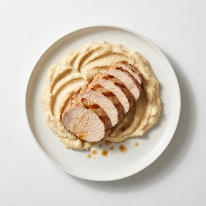 Lomo de cerdo a la plancha con puré de coliflor