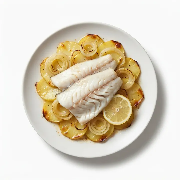 Lubina al horno con patatas panaderas