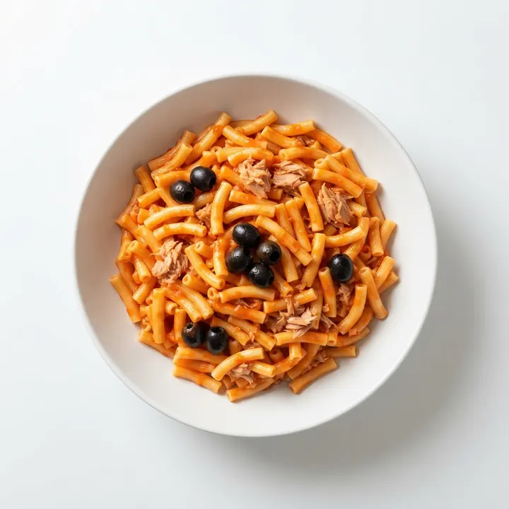 Macarrones con atún y aceitunas