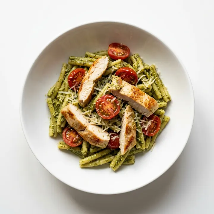 Pasta al pesto con pollo