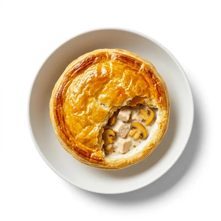Pastel de pollo y champiñones con hojaldre
