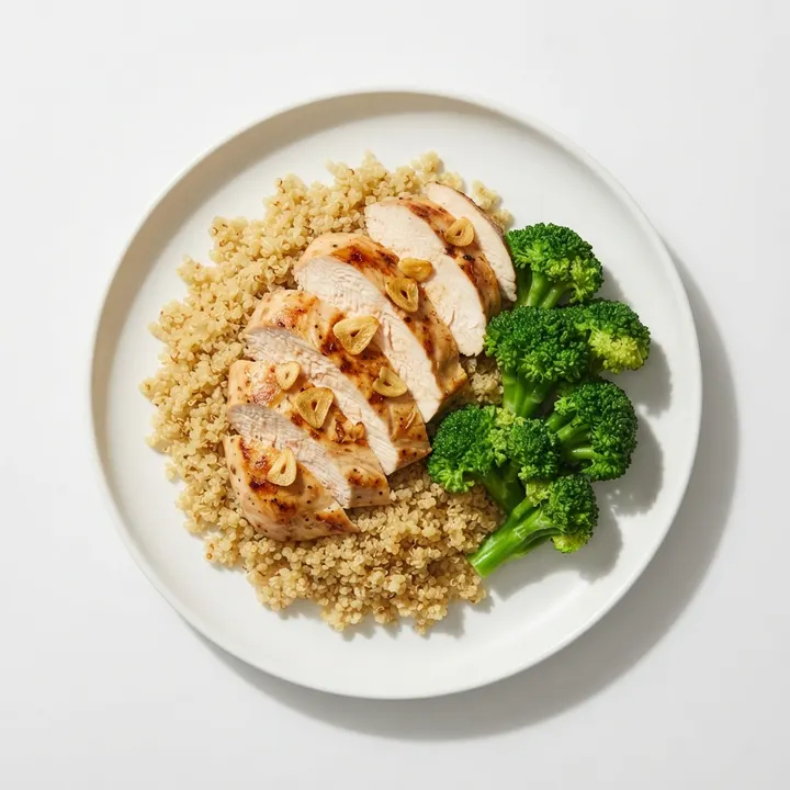 Pechuga a la plancha con quinoa y brócoli