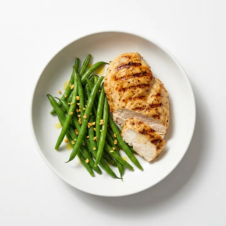 Pechuga de pollo a la plancha con judías verdes