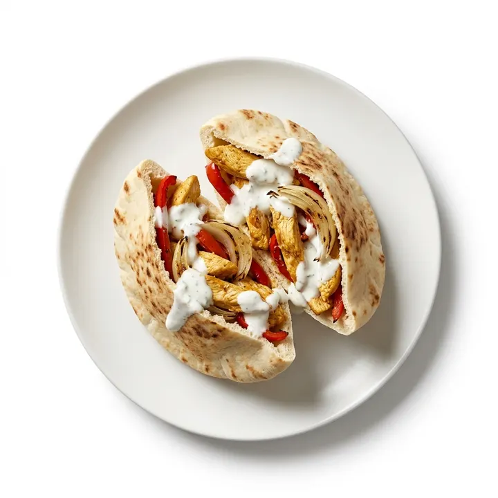 Pita de kebab de pollo con pimientos