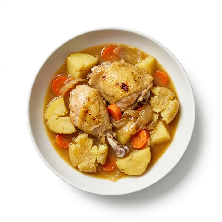 Pollo guisado con patatas de la abuela