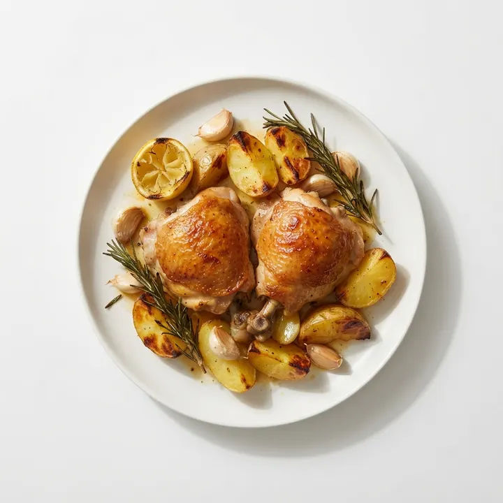 Pollo al horno con limón y romero