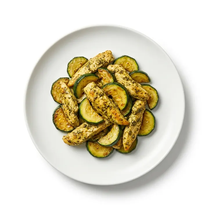 Pechuga de pollo al pesto con calabacín
