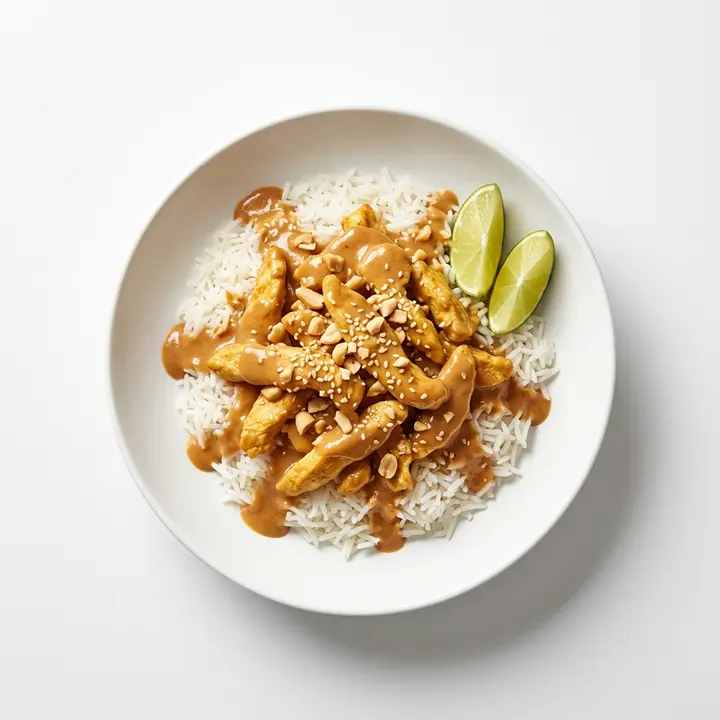 Pollo satay con salsa de cacahuete