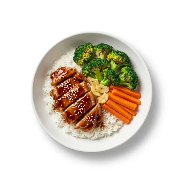 Pollo teriyaki con verduras salteadas