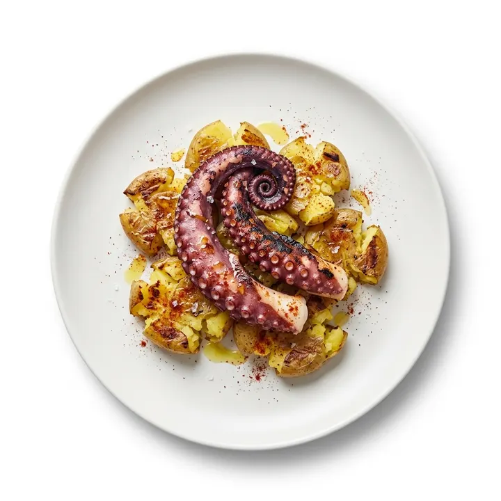 Pulpo a la plancha con patatas y pimentón