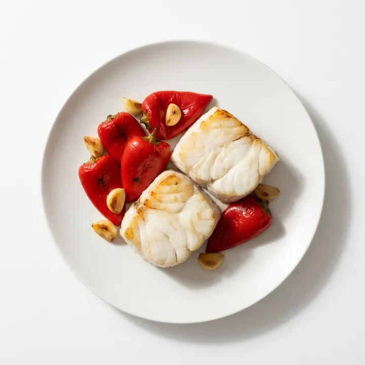 Rape a la plancha con pimientos del piquillo