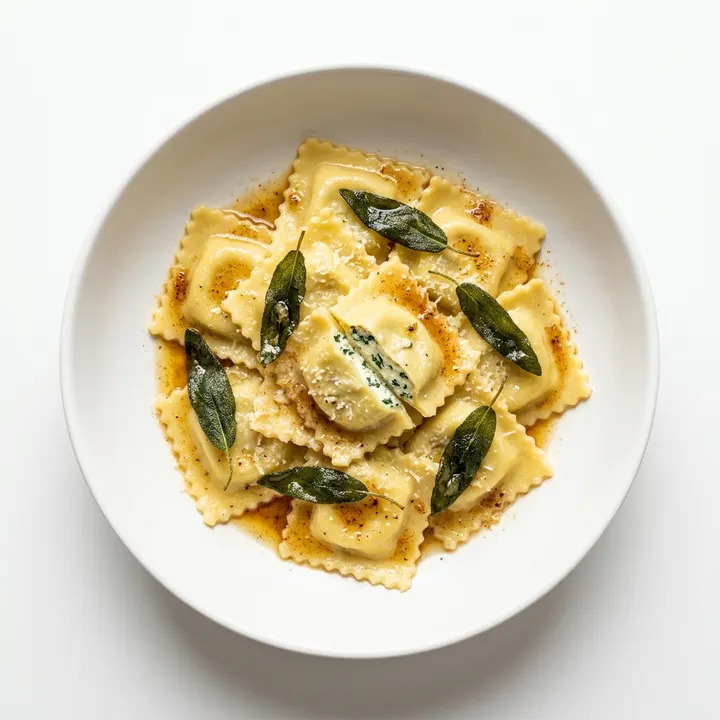 Ravioli de ricotta con mantequilla y salvia